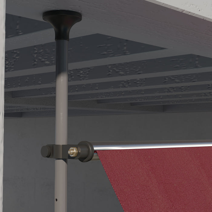 Outsunny 11.5' X 4' Manual Retractable Awning, Non-screw Freestanding Patio Sun Shade Shelter With Support Stand And Uv-resistant Fabric For Window, Door Porch, Deck, Wine Red