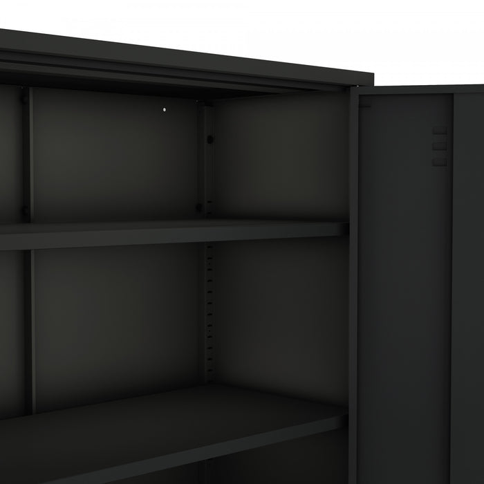 Naomi Modern 2-Piece Metal Storage Cabinets in Black