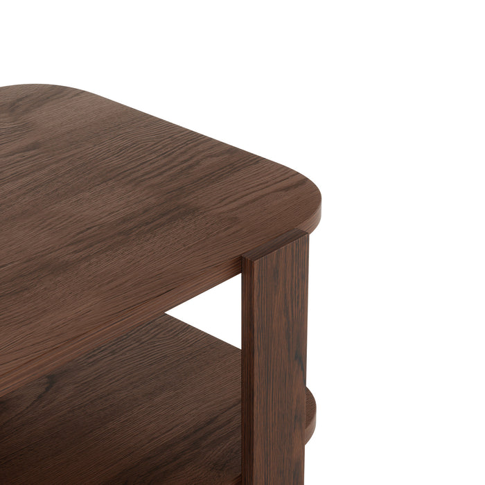 Umbra Modern Solid Wood Bellwood Coffee Table with Shelf - Aged Walnut