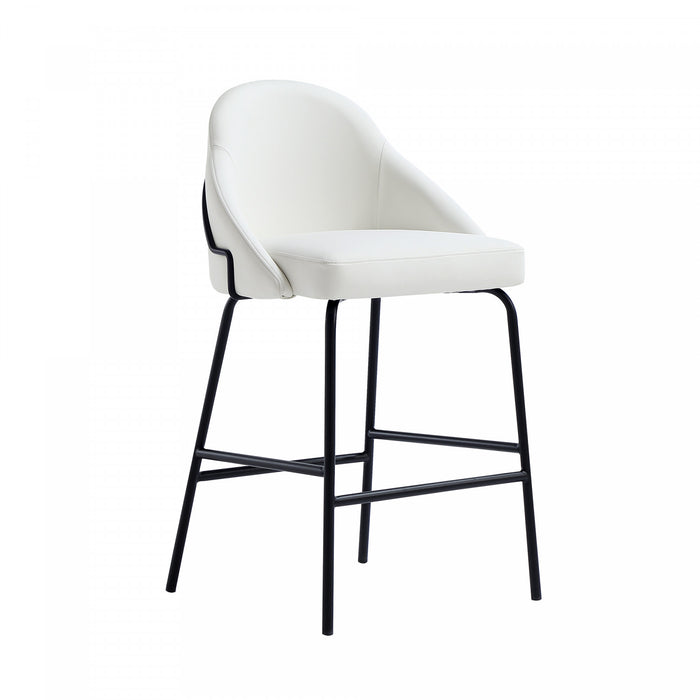 Gracie Modern Metal Upholstered Counter Stool in White and Black - Set of 3