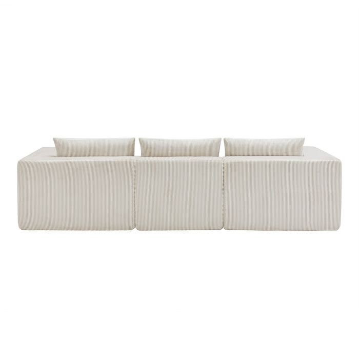 Paula Free Combination Compressed Sectional Sofas With Corduroy Fabric, pillow Back - Beige