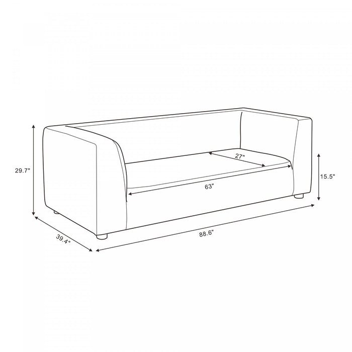 Lukas Contemporary Modern 89\" Upholstered Sofa in Camel