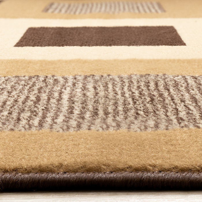 Florence Brown Beige Layered Squares Rug, 5'3\" x 7'5\" Indoor Area Rug