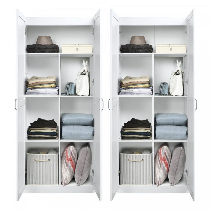 Hopkins Modern 30\" Storage Cabinet in White (7-Shelf) - Set of 2 Armoire