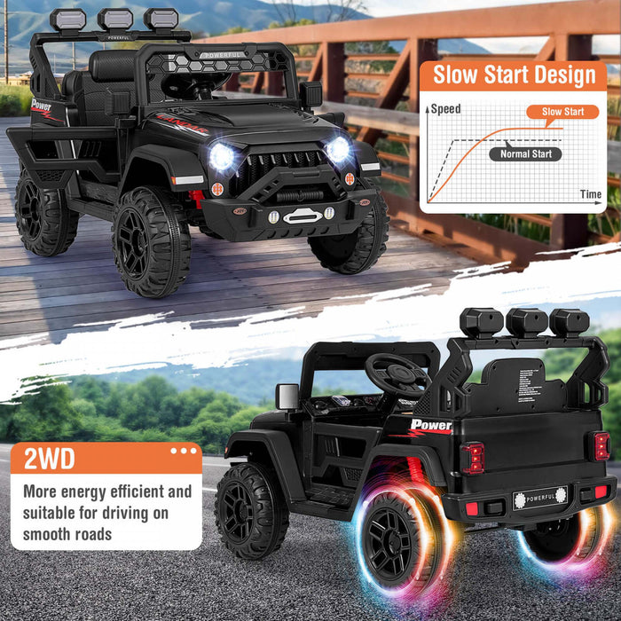Costway 12v Kids Ride On Truck With 2*12v Motors Spring Suspension & Remote Control Black