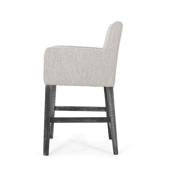 Griffith 26\" Seat Height Counter Stools Set Of 2 With Upholstered Fabric And Solid Wood Legs, Light Grey