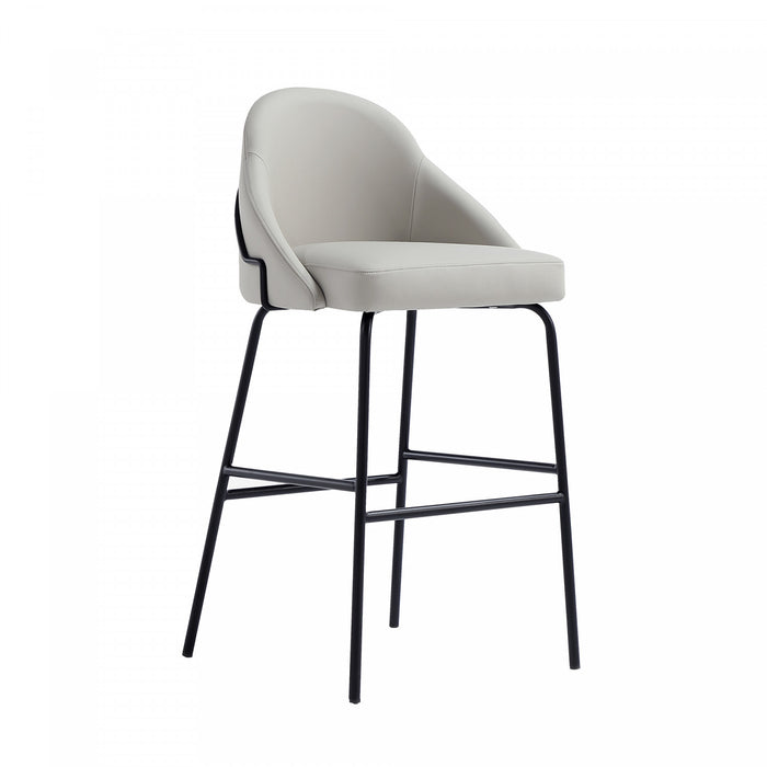 Gracie Modern Metal Upholstered Barstool in Stone Gray and Black - Set of 3