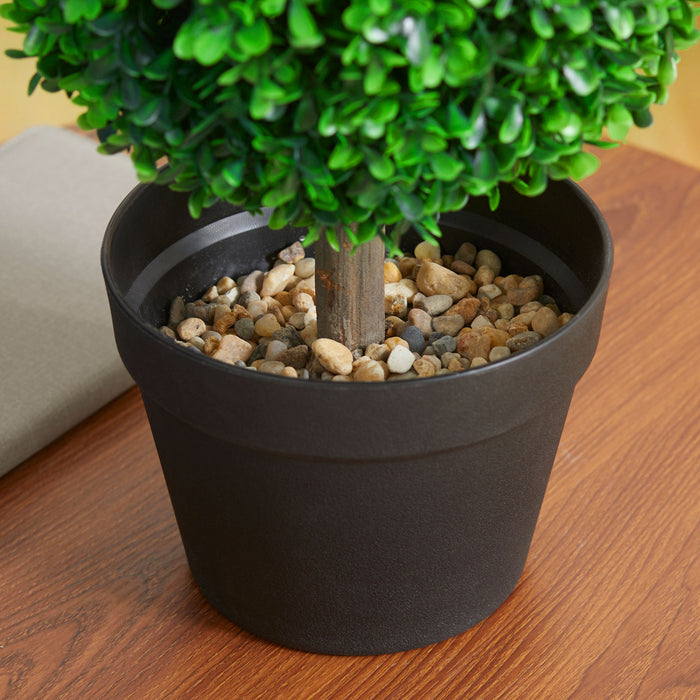 HOMCOM Artificial Boxwood Topiary Tree Set of 2, Faux Boxwood Topiary Trees