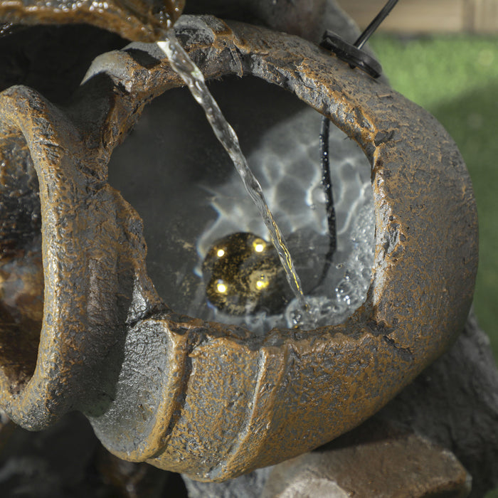 Outsunny 4-tier 28.3\" Resin Solar Water Fountain With Led Lights And Pump