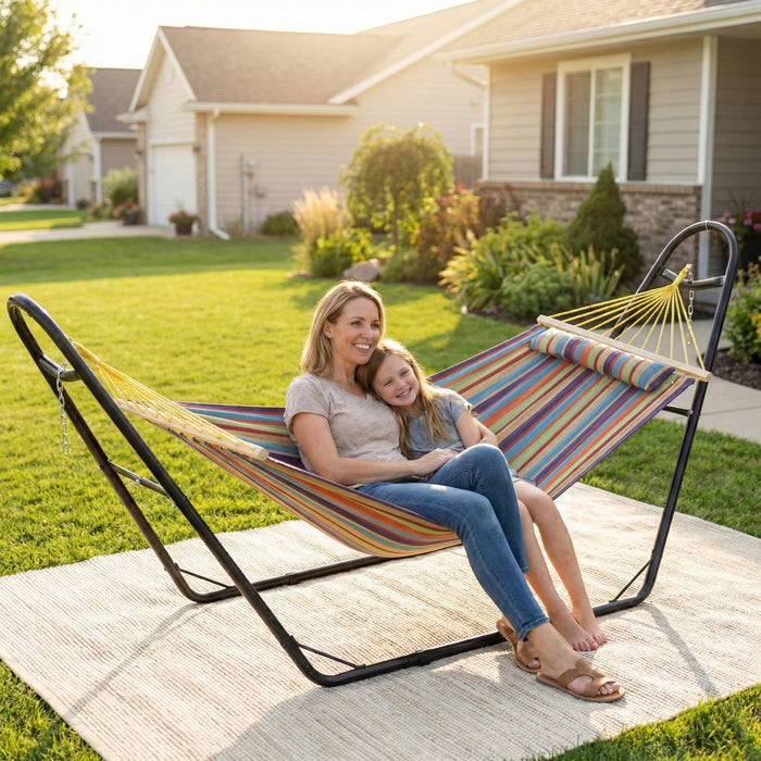 Outsunny Hammock with Stand, Detachable Pillow, 264 lbs Capacity Multicolor