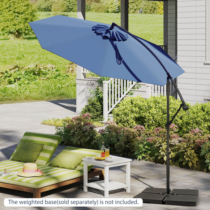 Costway 10' Hanging Umbrella Patio Sun Shade Offset Outdoor Market W/ Cross Base Blue