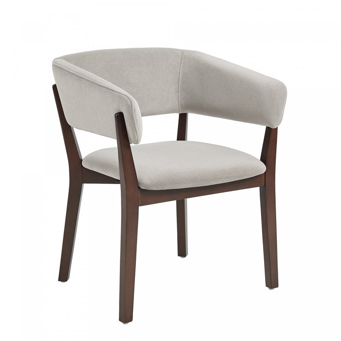 Blake Modern Wood Faux Mohair Armchair in Greige