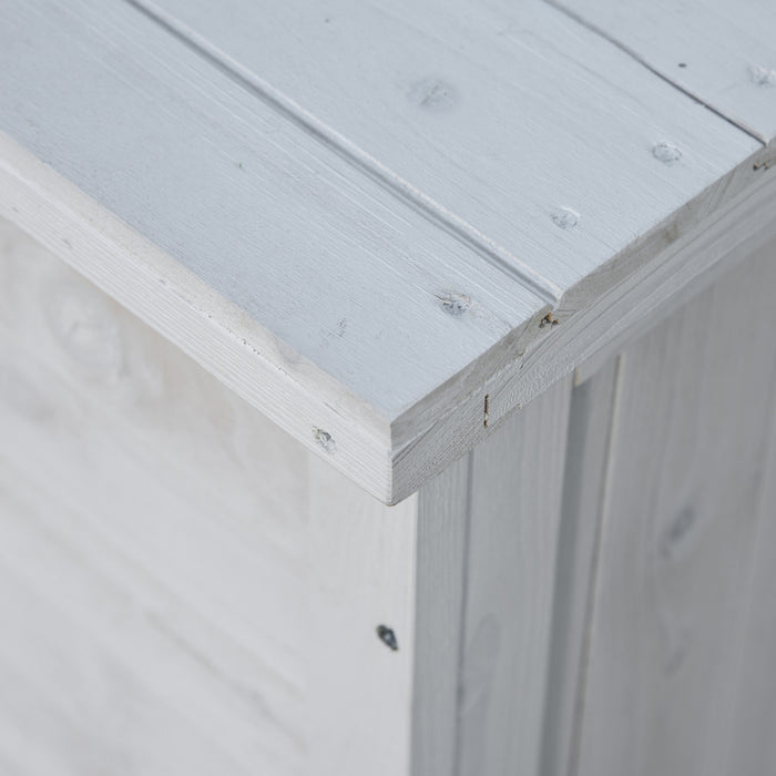 Outsunny Wooden Deck Box Outdoor Storage Container With Aerating Gap White