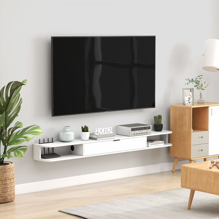 HOMCOM 71\" Floating TV Stand, Wall Mounted Media Console, White