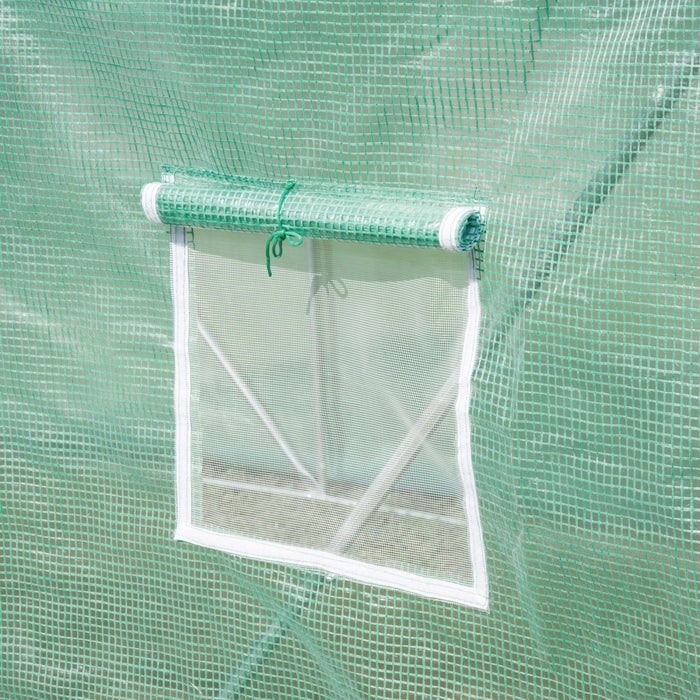 Outsunny Walk-in Tunnel Greenhouse 19 X 10 X 6.6 Ft Hoop House, Green