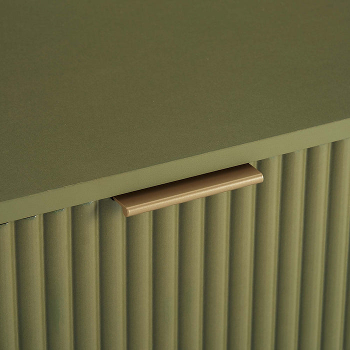 Dumbo Modern 20\" Fluted Nightstand in Olive Green (1-Drawer) - Set of 2