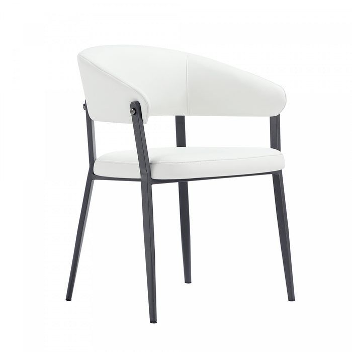 Belle Modern Metal Upholstered Dining Chair in White