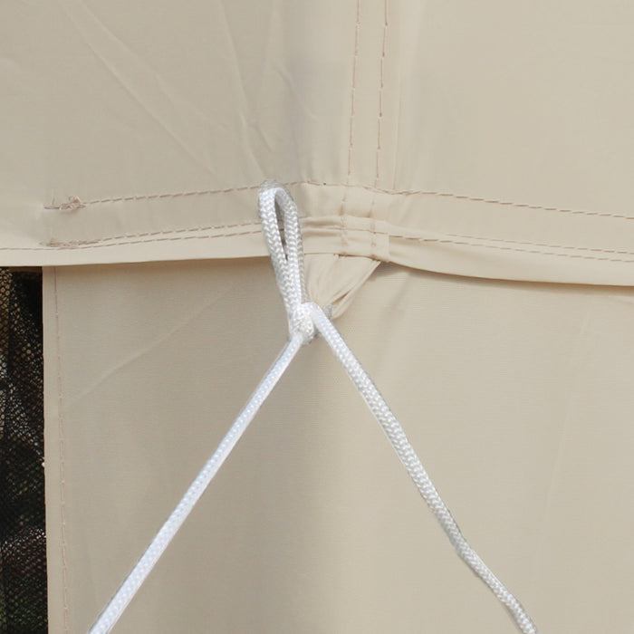 Outsunny 10' X 10' Canopy Tent, Party Tent With Mesh Netting And Double Tier Roof For Backyard, Garden, Patio, Outdoor, Beige