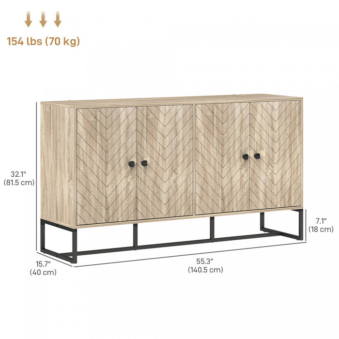 HOMCOM Sideboard Buffet Cabinet, Coffee Bar Cabinet, Oak