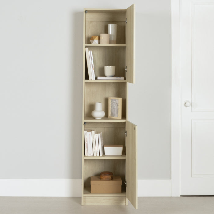Liora 2-door Narrow Bookcase - Bleached Oak 