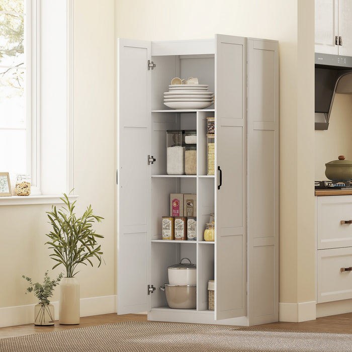 HOMCOM Kitchen Pantry Cabinet with Soft-Close Hinges Kitchen Cabinet White
