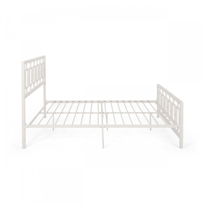 Henry Metal Bed Frame With Vintage Headboard,king Size,white King Bed