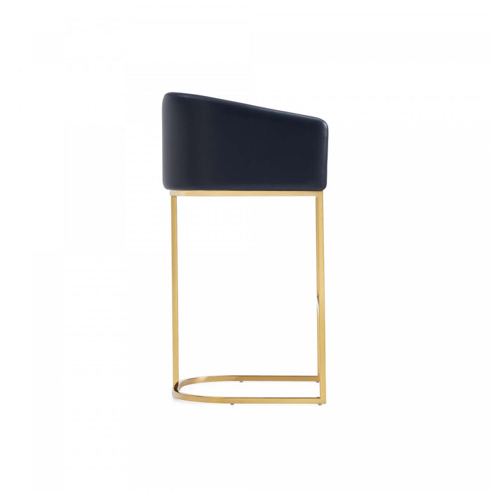 Louvre Mid-Century Modern Metal Upholstered Barstool in Black - Set of 2 Bar Stool