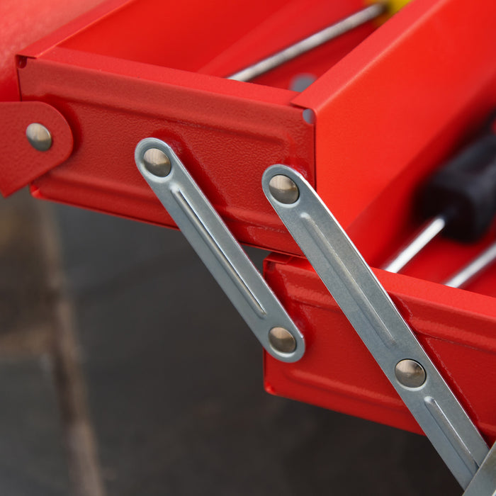 Durhand Metal Tool Box Portable Steel Tool Chest Cabinet With Handle, Red