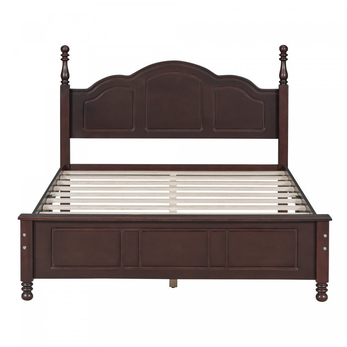 Jessie Retro Style Platform Bed with Wooden Slat Support,Full Size, Walnut Full Bed