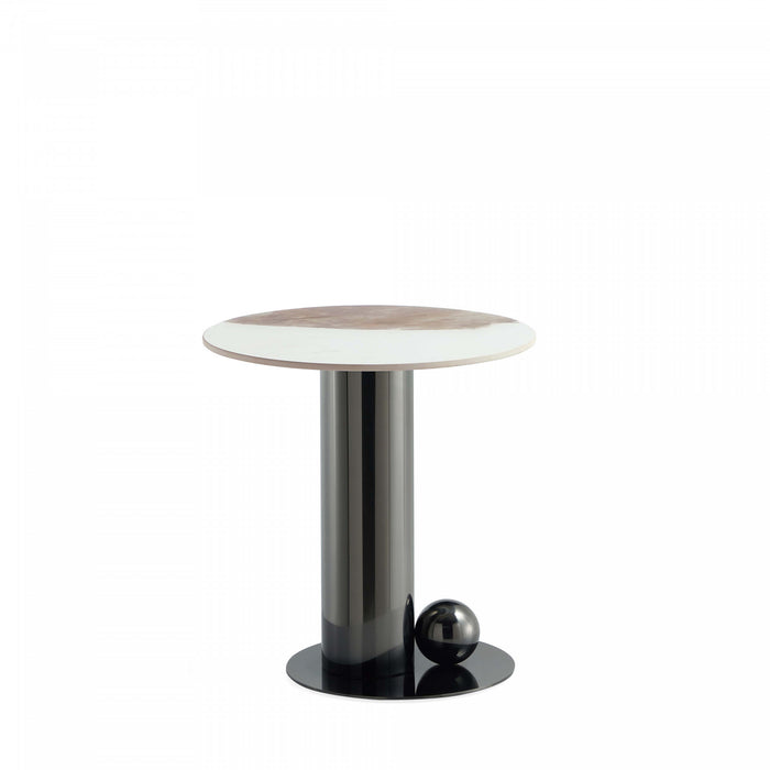 Laurel Modern Glam Sintered Stone Top End Table in Black
