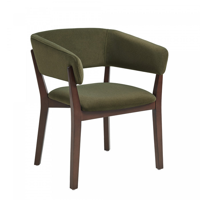Blake Modern Faux Mohair Wood Armchair in Green - Set of 2 Dining Chair