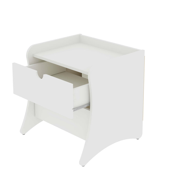 Coney Mid-Century Modern 20\" Nightstand in White (2-Drawer)
