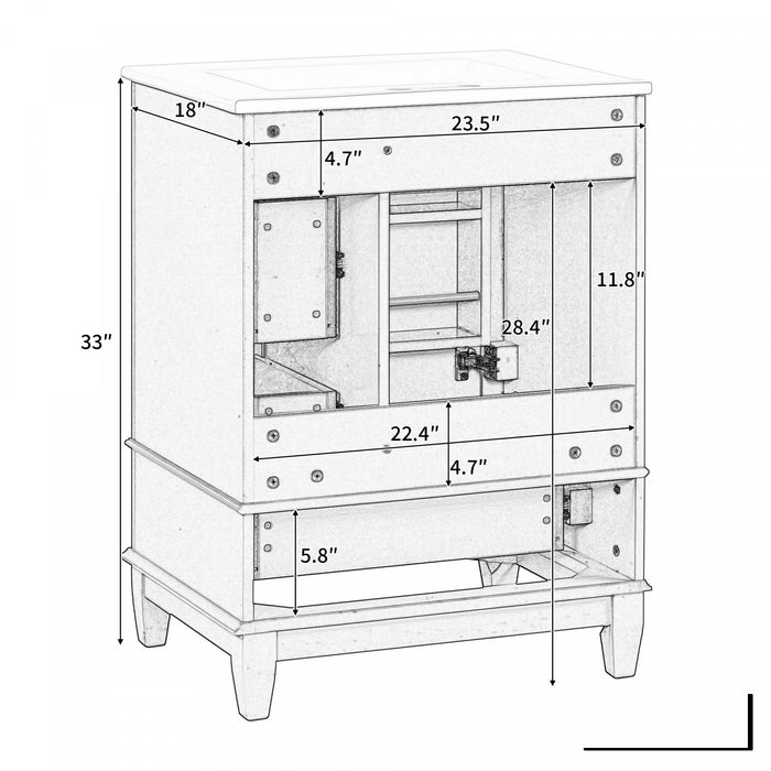 Sophia 24\" Bathroom Vanity with Ceramic Sink, White
