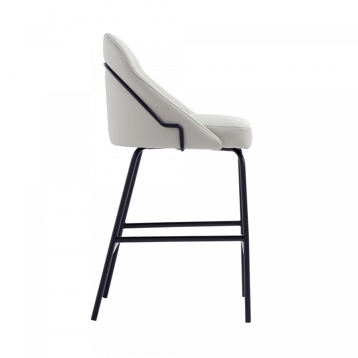 Gracie Modern Metal Upholstered Counter Stool in Stone Gray and Black - Set of 3
