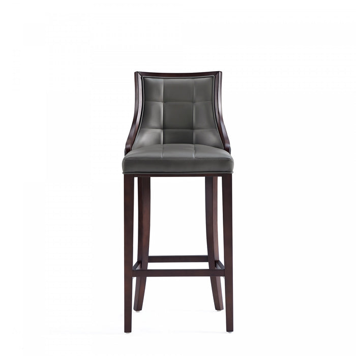 Fifth Avenue Traditional Wood Upholstered Barstool in Graphite - Set of 2