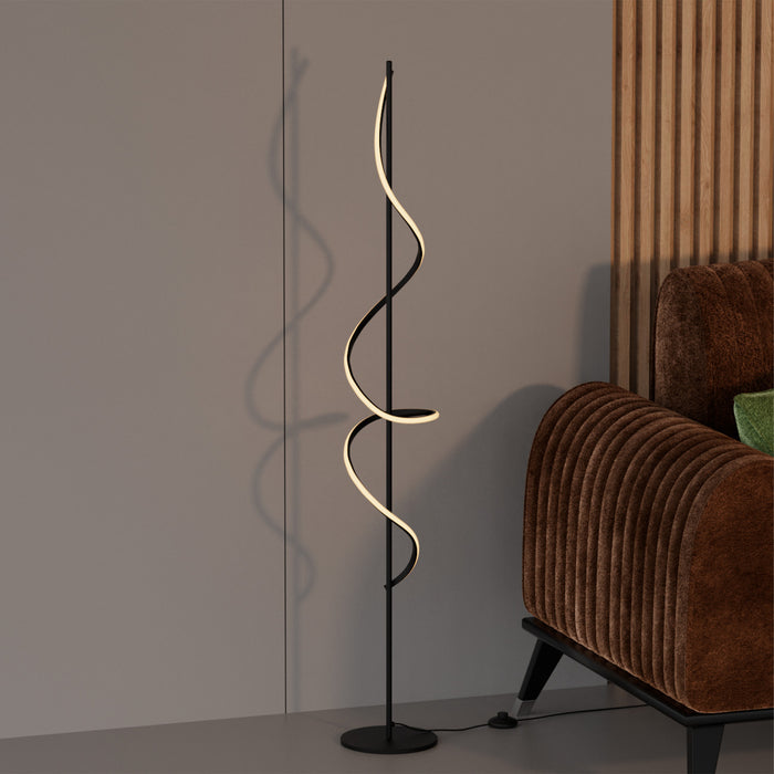 51\" Matte Black LED Floor Lamp with Stepless Dimming
