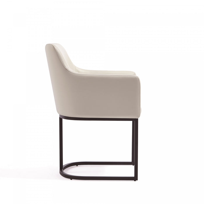 Serena Modern Metal Vegan Leather Armchair in Ivory - Set of 2 Dining Chair