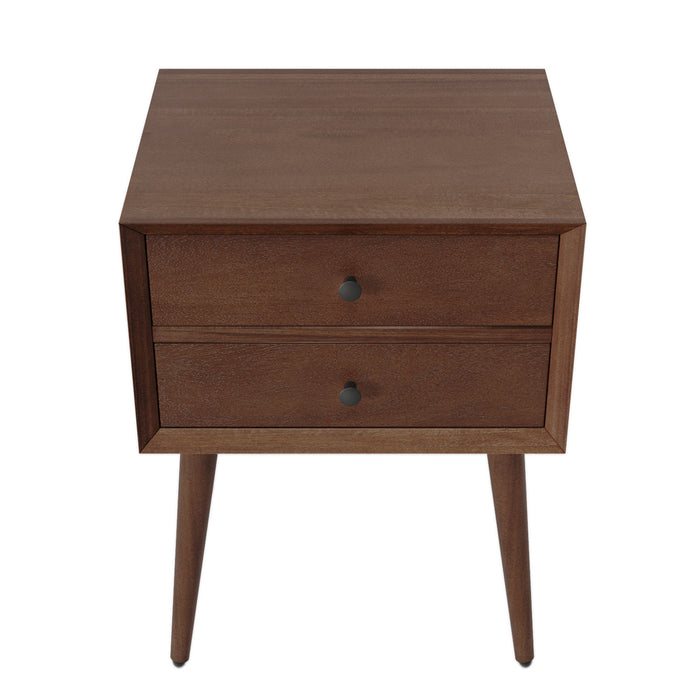 Emma Mid-Century Modern Nightstand with 2 Drawers,Brown