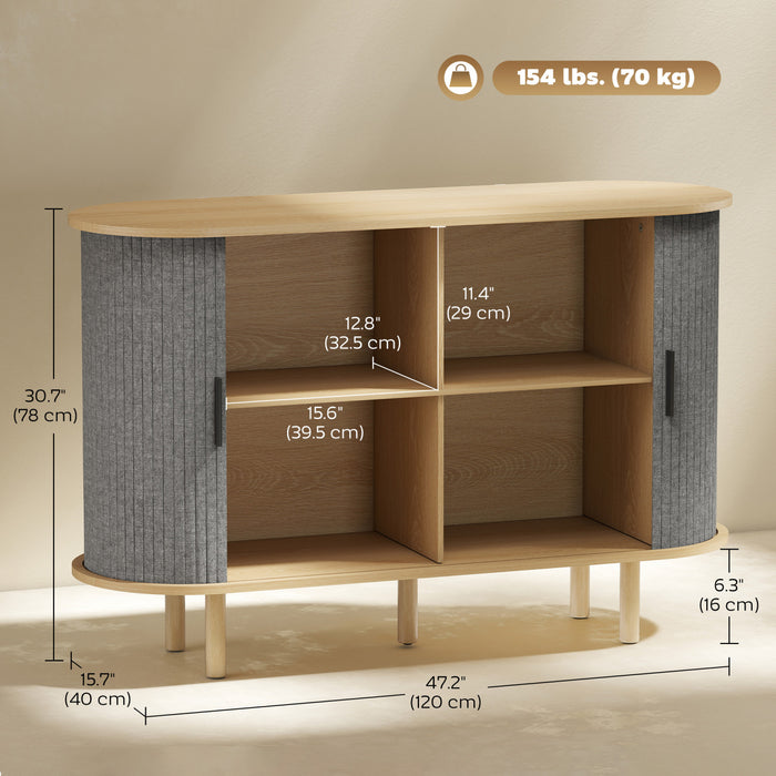 HOMCOM 47\" Modern Sideboard Buffet Cabinet with Tambour Sliding Doors Grey