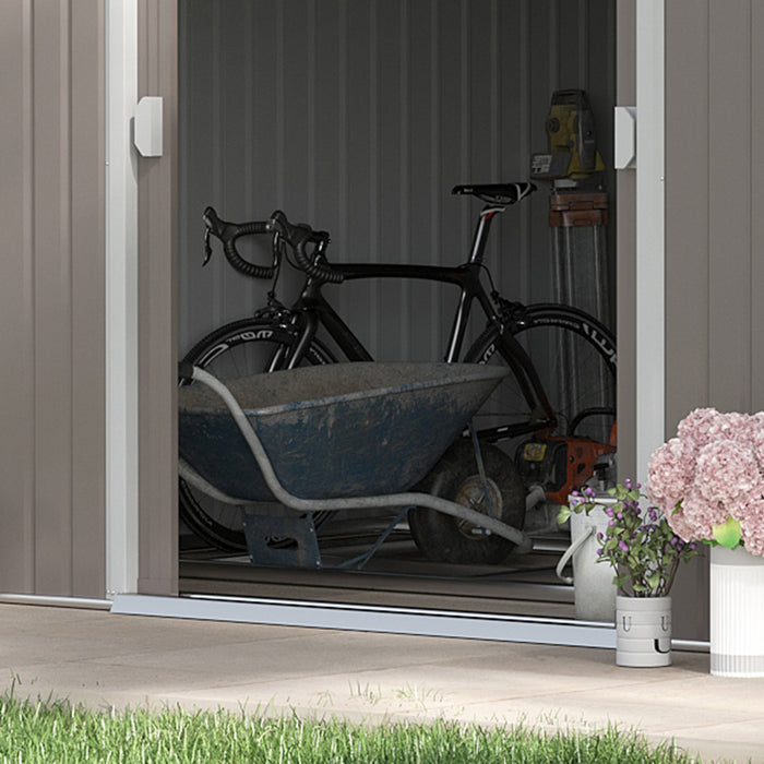 Outsunny 11' X 13' Garden Storage Shed With Double Sliding Door And 4 Ventilation Slots, Garden Tool House For Backyard, Patio, Lawn, Light Grey