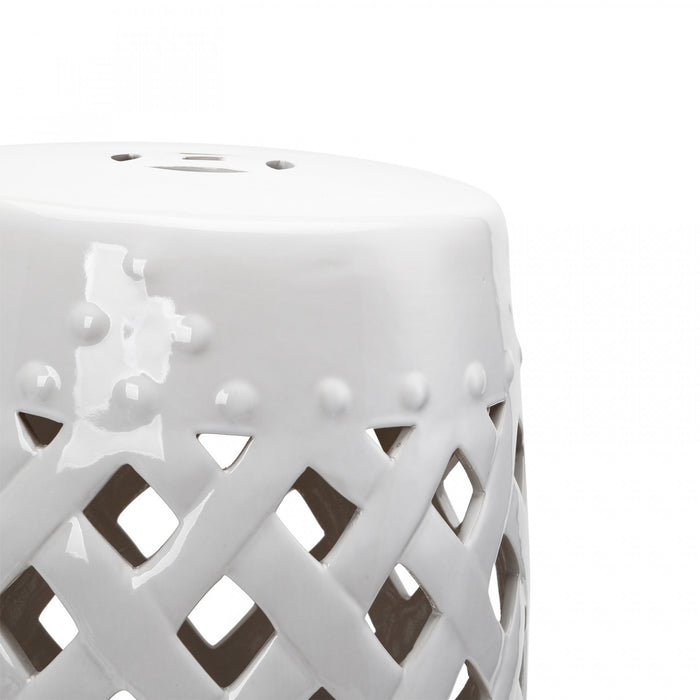Outsunny 13\" X 18\" Outdoor Ceramic Garden Stool, White