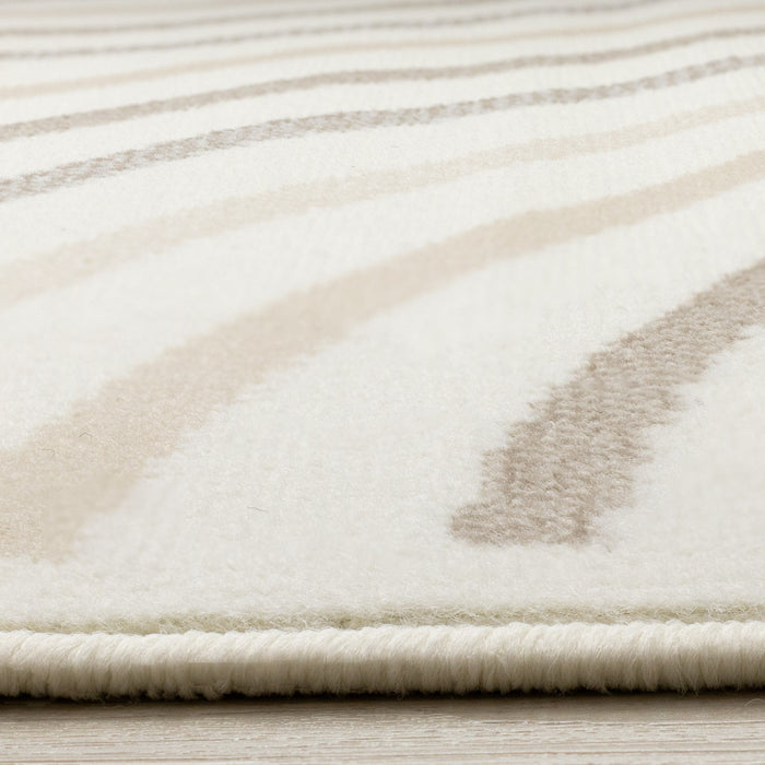 Florence Cream Beige Brown Curved Lines Design Rug, 2'7\" x 4'11\" Indoor Area Rug