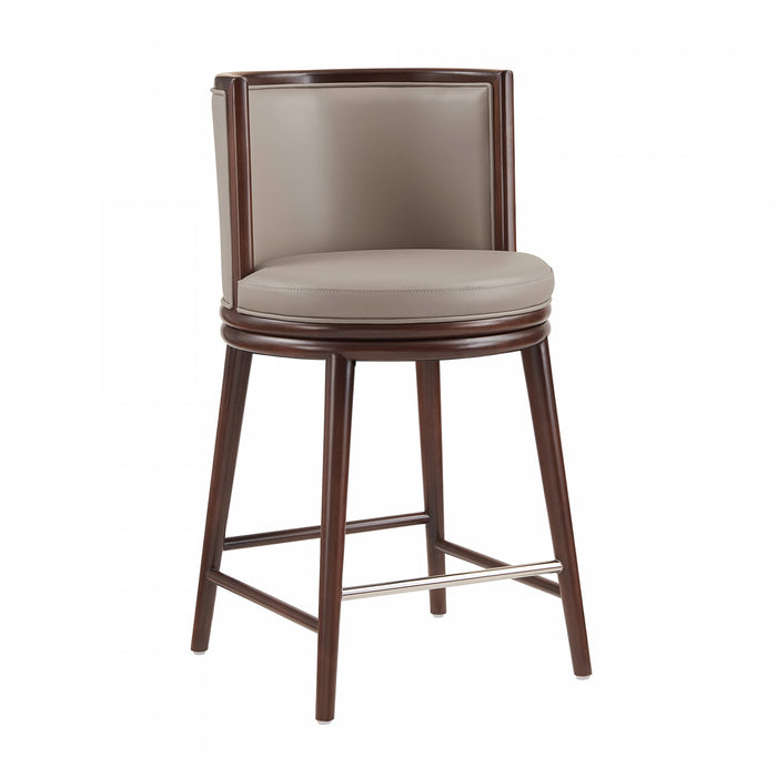 Evalyn Modern Wood Upholstered Counter Stool in Taupe - Set of 3