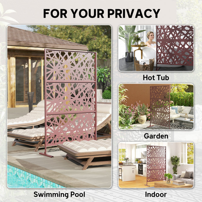 Outsunny Outdoor Privacy Screen, Freestanding Outdoor Divider, Dark Brown