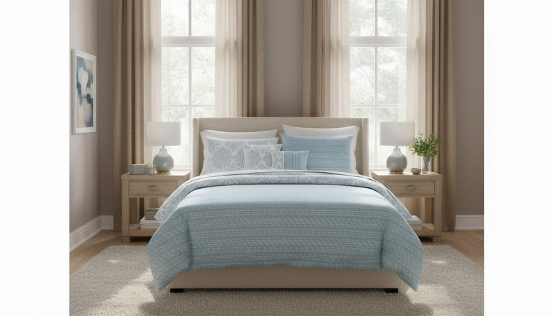 Isabelle 5-Piece Reversible Clipped Jacquard Comforter Set, Double/Queen 
