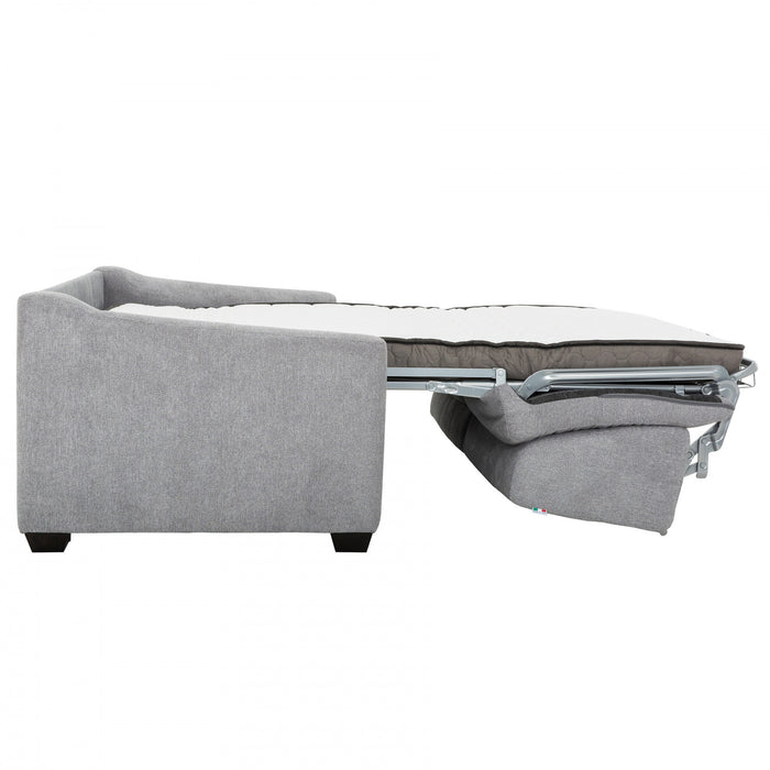 Luca 78 in. Fabric Euro Sofa Bed with Memory Foam Mattress - Grey