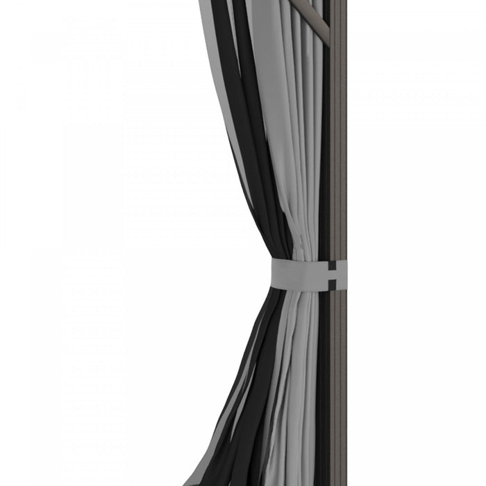 Outsunny 10' X 12' Hardtop Gazebo, Aluminum Frame Garden Sun Shelter With Double Tier Metal Roof, Mosquito Netting, Curtains, And Hanging Hook, Grey