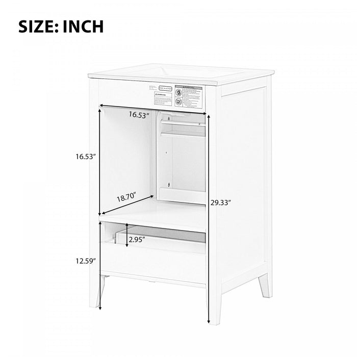 Puret 20 Inch Single Sink Bathroom Vanity with Door Shelf and Pull-Out Drawer, Black