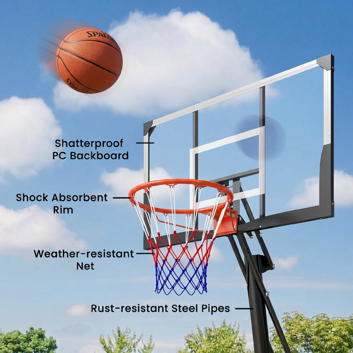 Soozier Portable Basketball Hoop Basketball Goal Height Adjustable 8-10 Ft