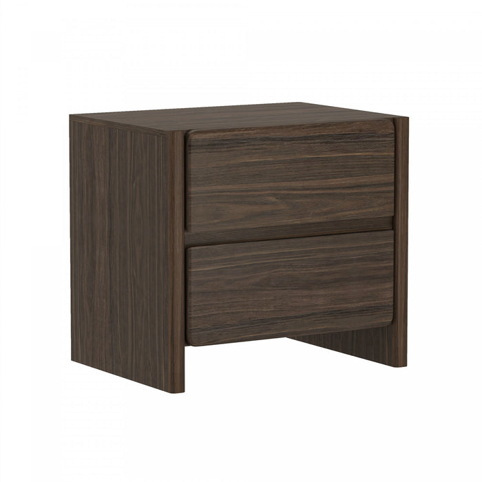 Linda Modern 24\" Nightstand in Walnut Brown (2-Drawer)